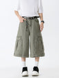 Men's Full Size Wide Leg Cargo Shorts Plus Size - Sage -