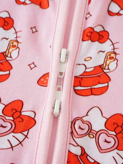 PoshTOT Sanrio Hello Kitty Bamboo Baby Convertible Zippy Romper - - Zippy Romper