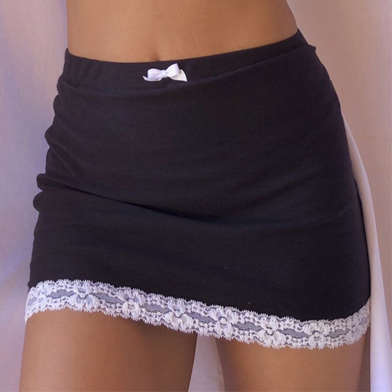 Retro High Waist Mini Skirt - - skirt