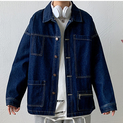 Jean Jacket Vaquero Tie Dye Cargo Outwear Tie dye Men Denim Jacket