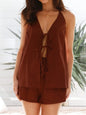Tied Front Halter Neck Top and Shorts Set- Shopimist- {{Product type}}
