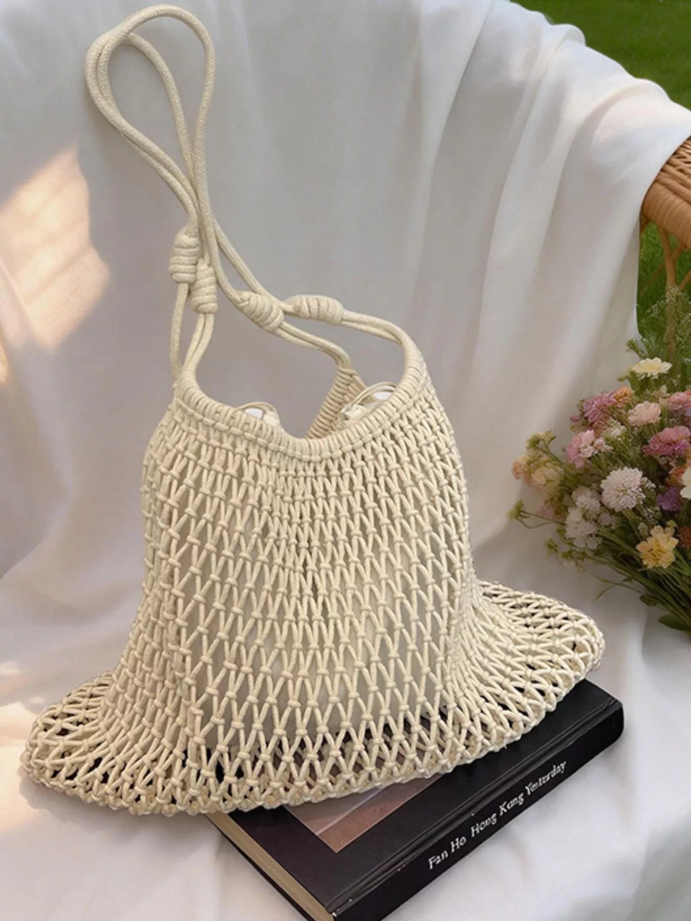 Woven Net Shoulder Bag - -