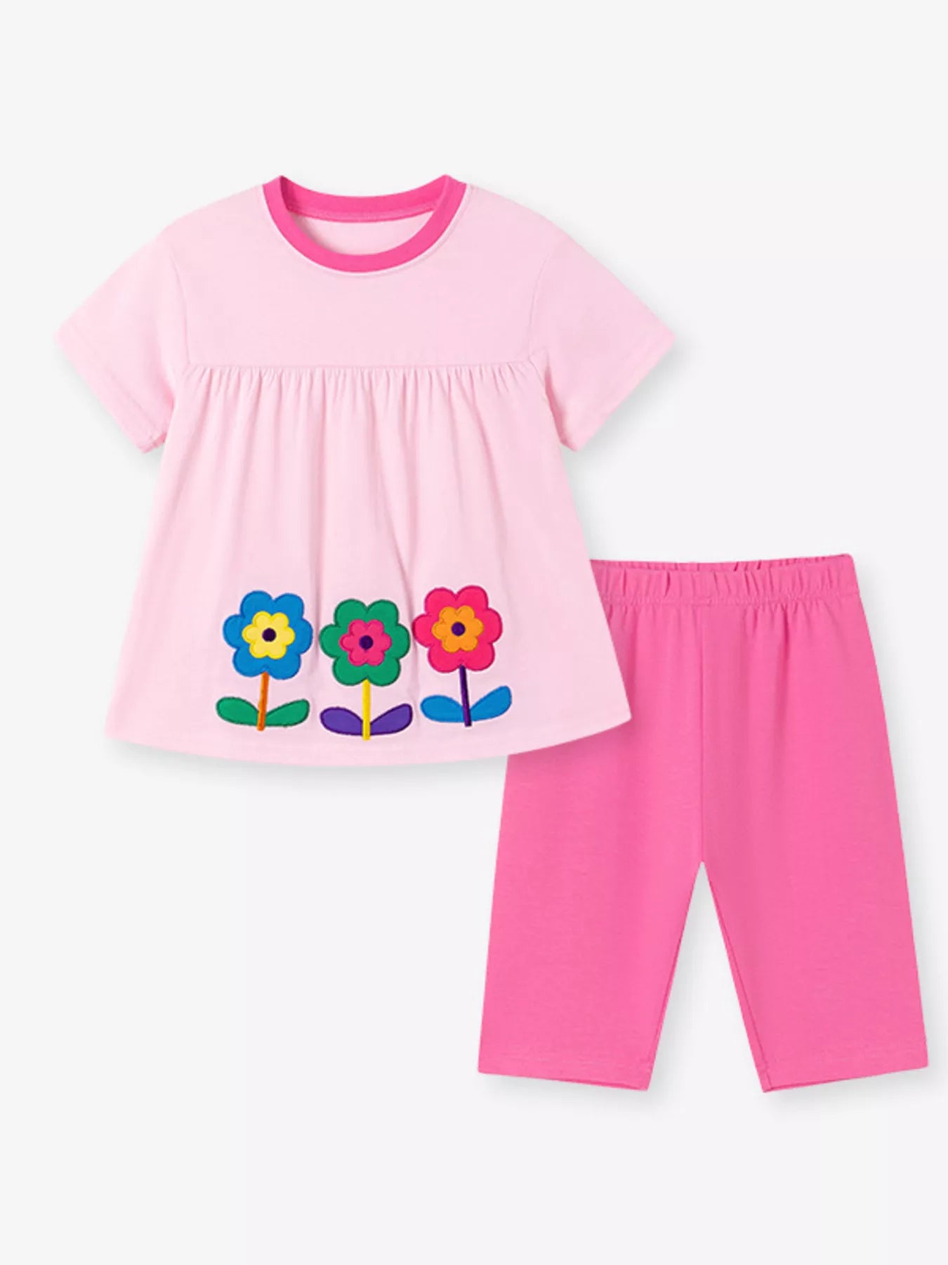 Children's Floral Top & Capri Pants Set - -