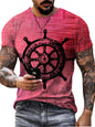 Men's Full Size Artistic Compass Graphic Round Neck T-Shirt Plus Size - Strawberry -