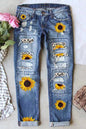 Ripped Printed Jeans for Women - Blue XL - Women's Fashion - Women's Clothing - Bottoms - Jeans