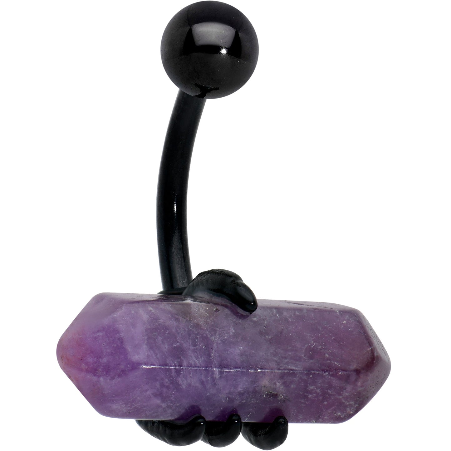 Purple Amethyst Stone Black Claw Belly Ring - - BELLY RING
