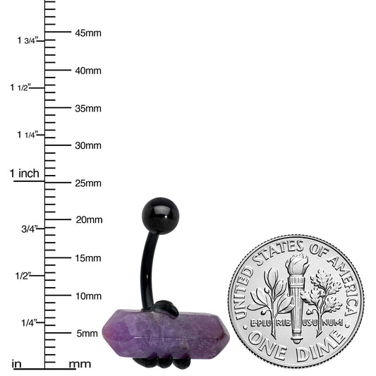 Purple Amethyst Stone Black Claw Belly Ring - - BELLY RING