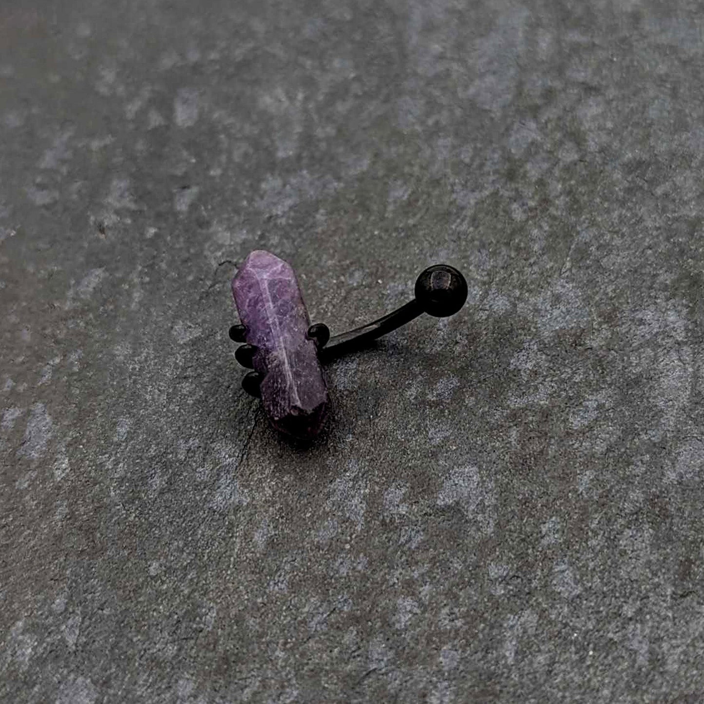 Purple Amethyst Stone Black Claw Belly Ring - - BELLY RING