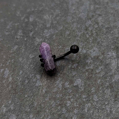Purple Amethyst Stone Black Claw Belly Ring - - BELLY RING