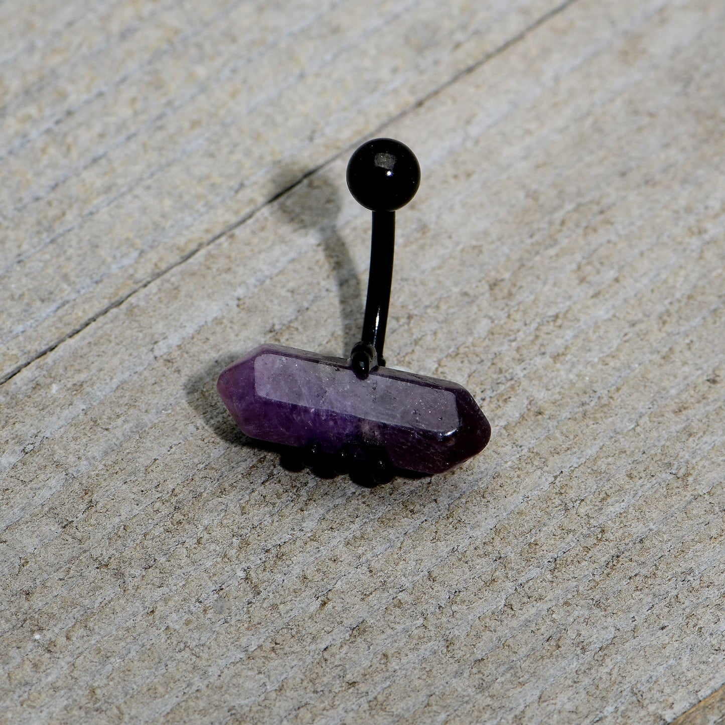Purple Amethyst Stone Black Claw Belly Ring - - BELLY RING