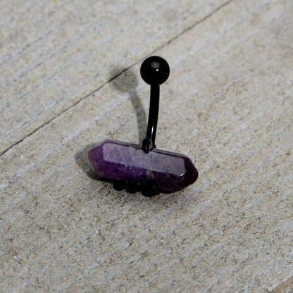 Purple Amethyst Stone Black Claw Belly Ring - - BELLY RING