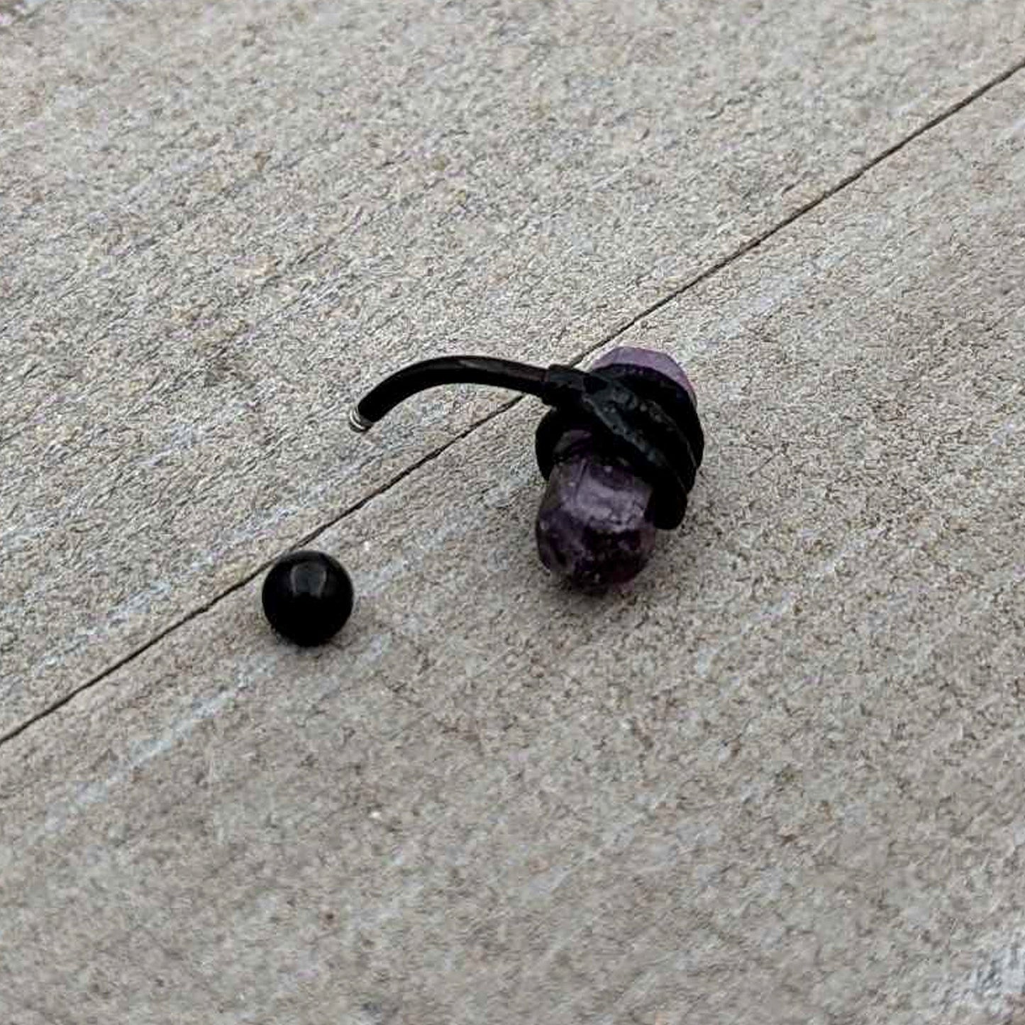 Purple Amethyst Stone Black Claw Belly Ring - - BELLY RING