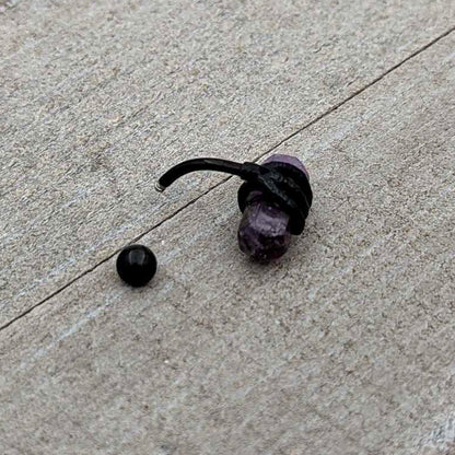 Purple Amethyst Stone Black Claw Belly Ring - - BELLY RING