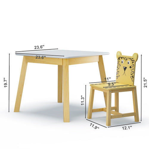 Solid Wood Childrens Table And Chair 5-piece Set - -