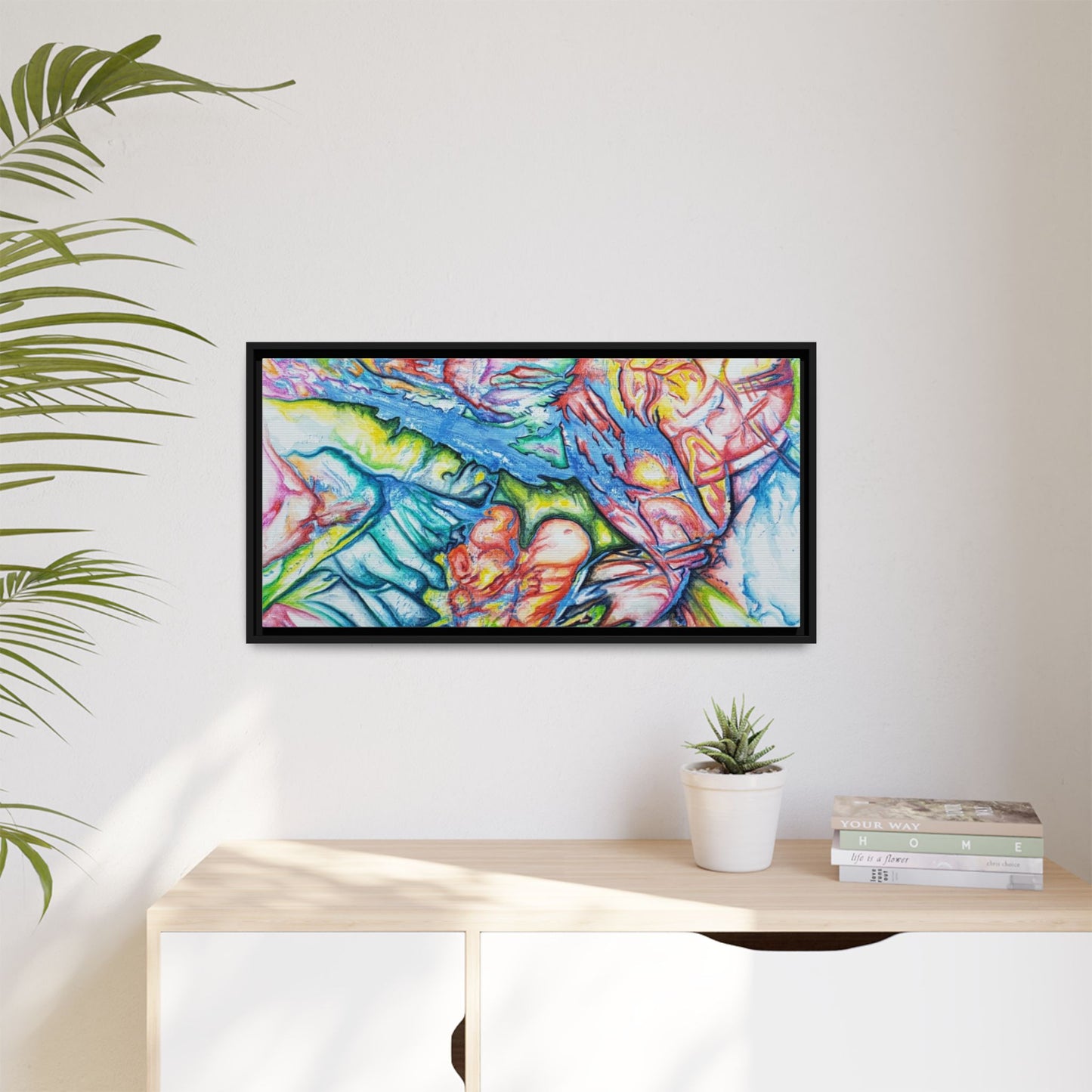 Multi-Color Abstract Framed Canvas Art Print - Kia Day Design