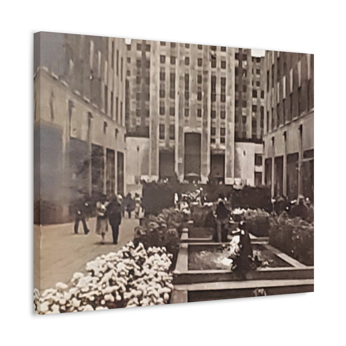 Rockefeller Plaza Stretched Canvas