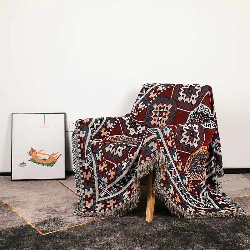 Bohemian Sofa Blanket - Premium Cotton Throw (In Stock) Kia Day Design