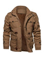 Men's Plus Size Zip Up Warm Winter Coat - Khaki -