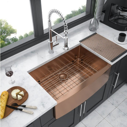 Rose Gold Stainless Steel Farmhouse Sink - - kitchen sink
