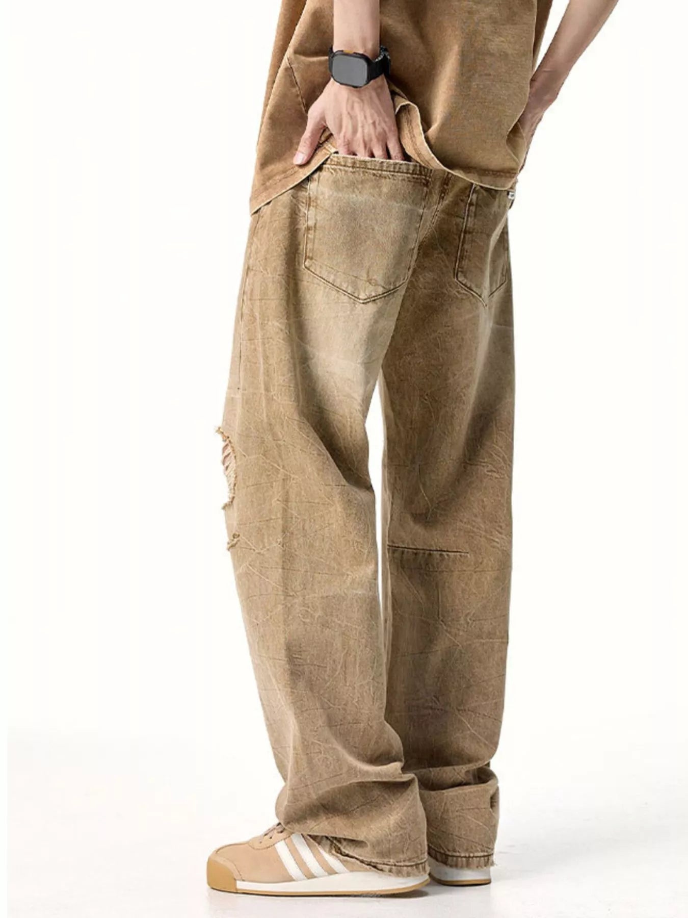Men's Distressed Relaxed Fit Jeans - -