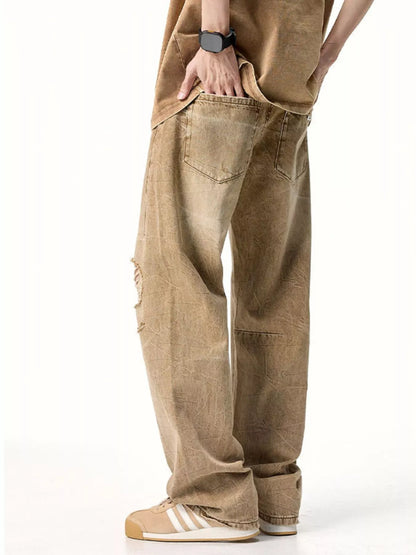 Men's Distressed Relaxed Fit Jeans - -