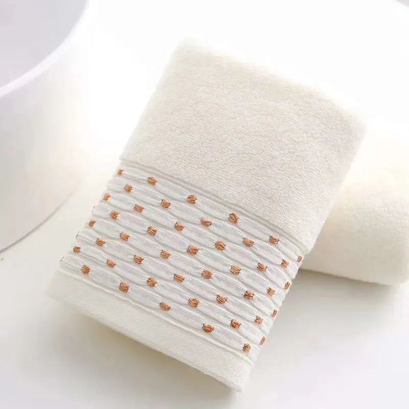 Dot Organic Cotton Bath and Face Towel 34x75 110g Woven 100% Cotton