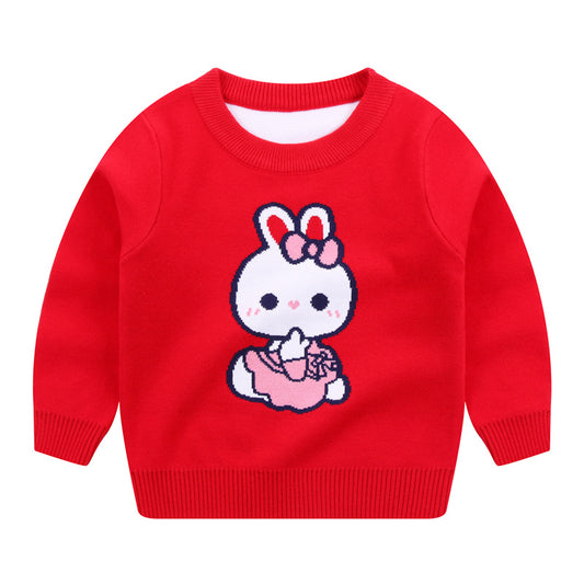 Trendy Cartoon Tutu Fan Tong Knitwear - Red 140cm - sweater
