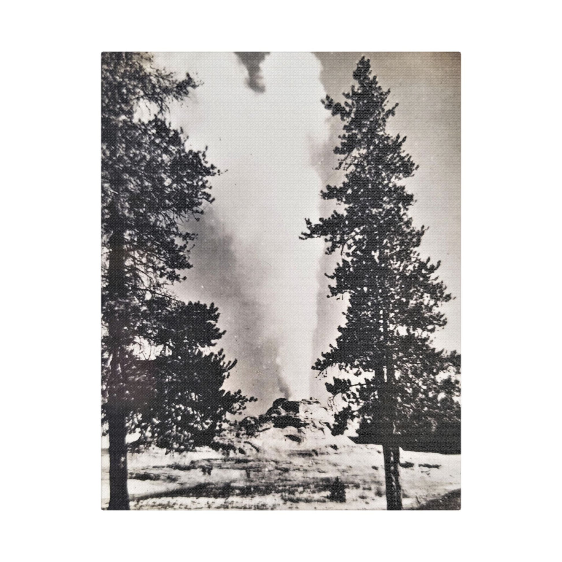 Castle Geyser Yellowstone Satin Canvas Stretched