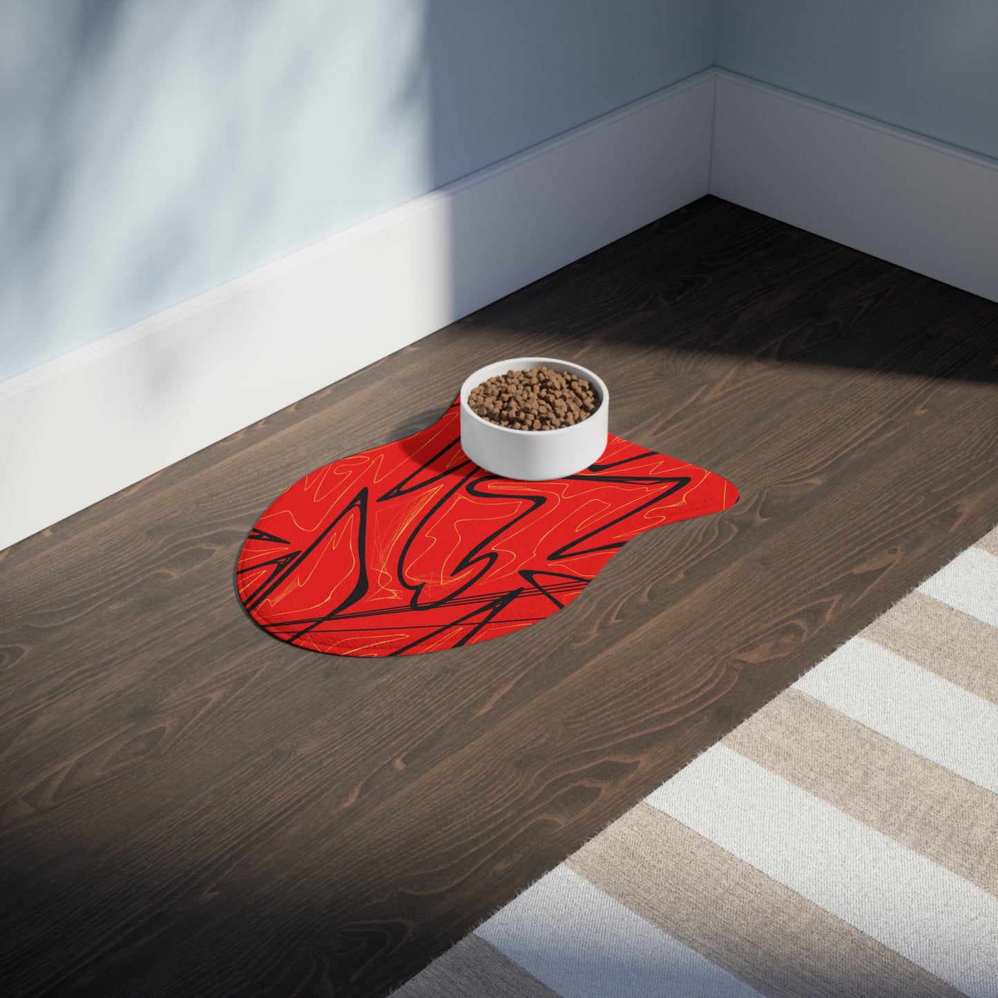 Distorted Musical Lines Pet Feeding Mats