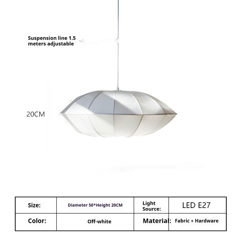 Simple And Modern Japanese Retro Pendant Light - A50off White With White Edge - Lights
