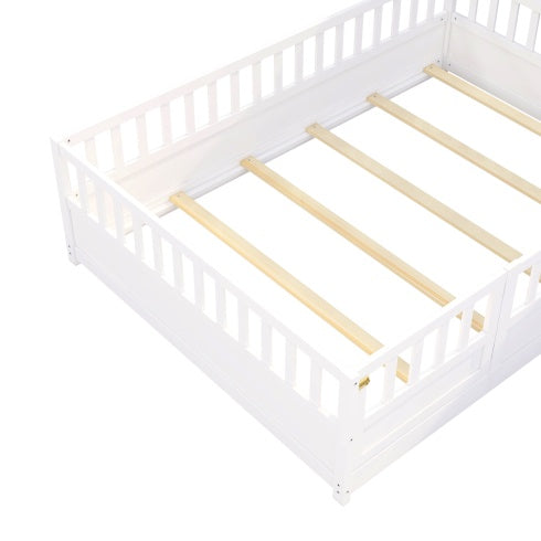 Full Size Montessori Wooden Childrens Floor Bed - - bed frame