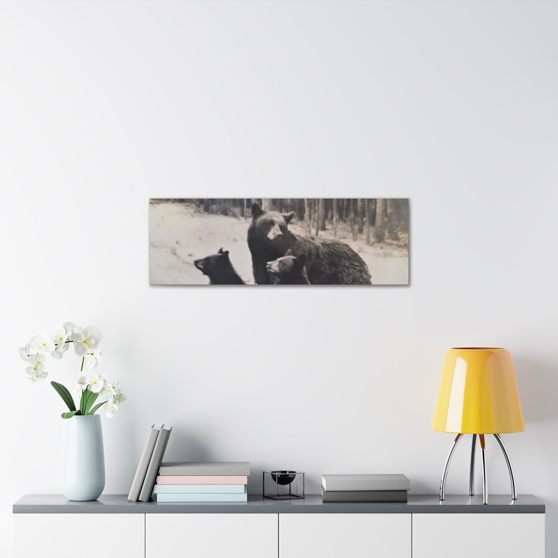 Yellowstone Black Bears Canvas Gallery Wraps - 36″ x 12″ 1.25" - Canvas