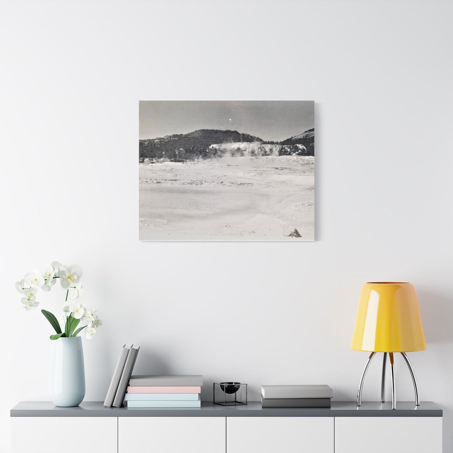 Mammoth Hot Springs Yellowstone Satin Canvas, Stretched