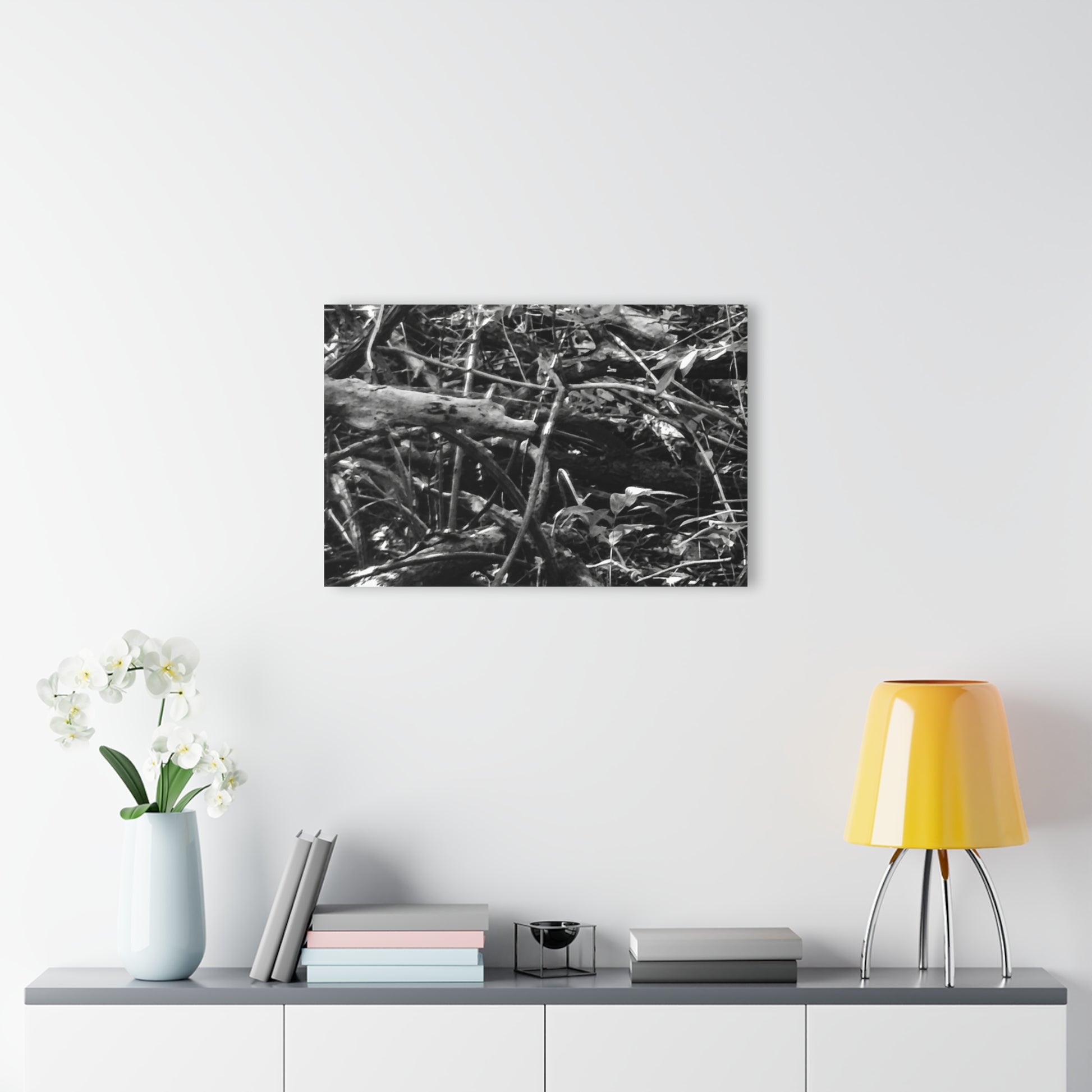 Black & White Deep Timber Path Acrylic Print French Cleat Hanging - - Home Decor