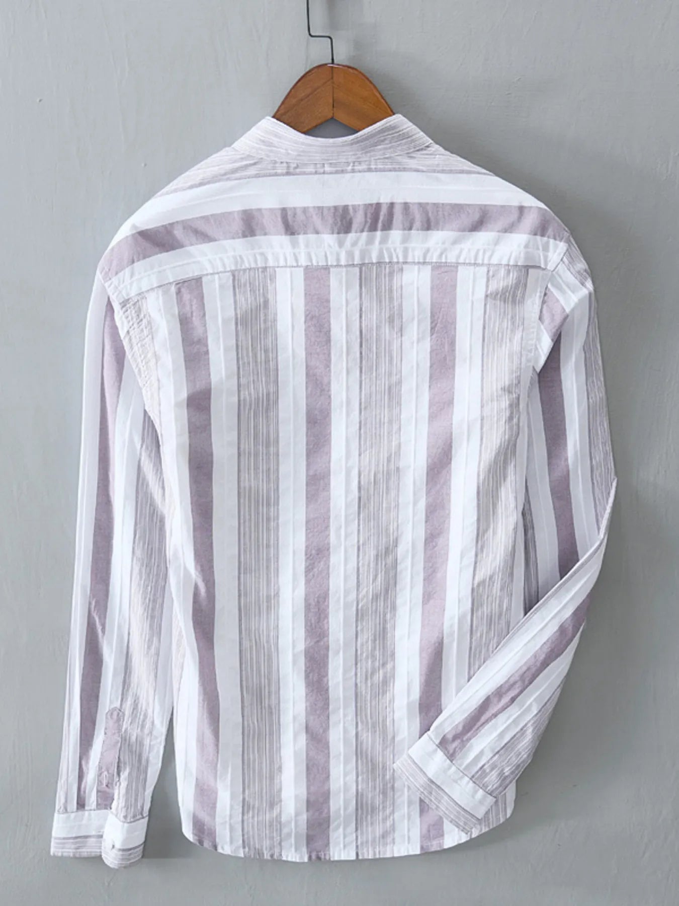 Men's Plus Size Striped Button Up Long Sleeve Shirt - -