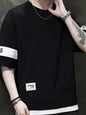 Men's Plus Size Contrast Trim Short Sleeve T-Shirt - Black -
