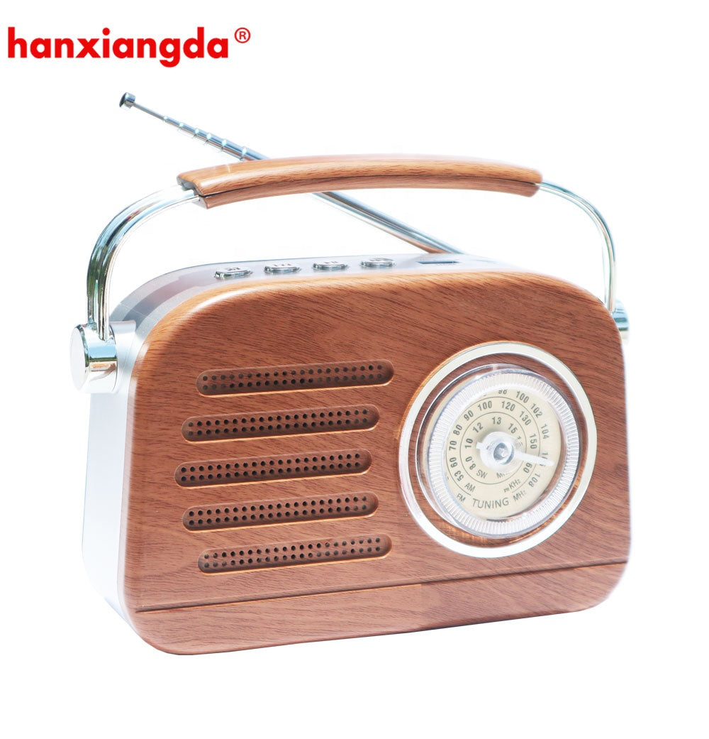 Wooden Vintage FM AM Portable Radio Retro Radio BT Radio