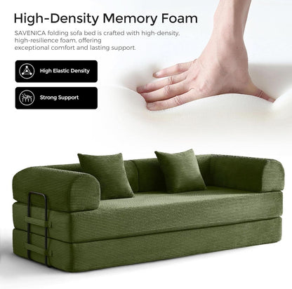 Green Convertible Sofa Bed With Removable Armrests- ShipItFurniture- {{Product type}}
