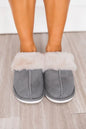 Fuzzy Suede Winter Slippers Gray 7(38)