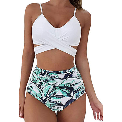 Ladies Split Solid Color Swimsuit