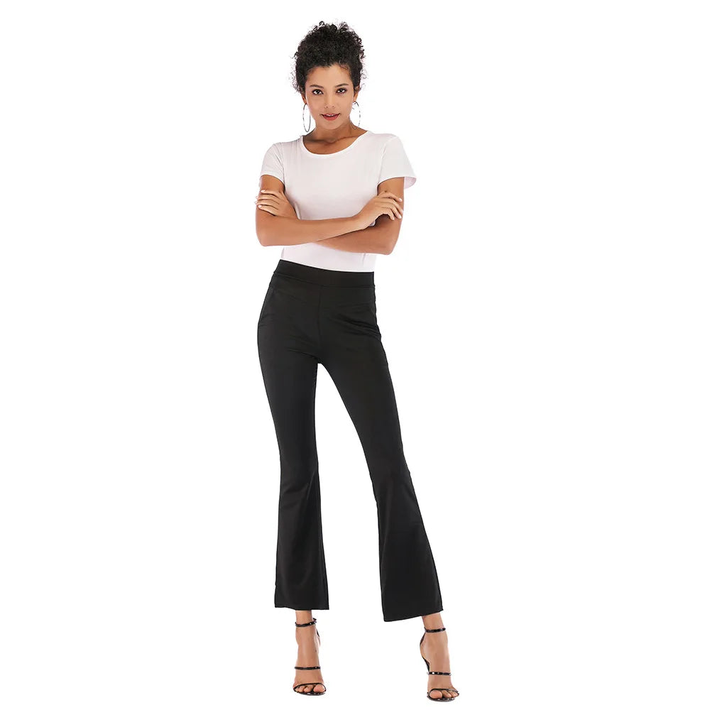 Women's Side Pockets Black Casual Pants