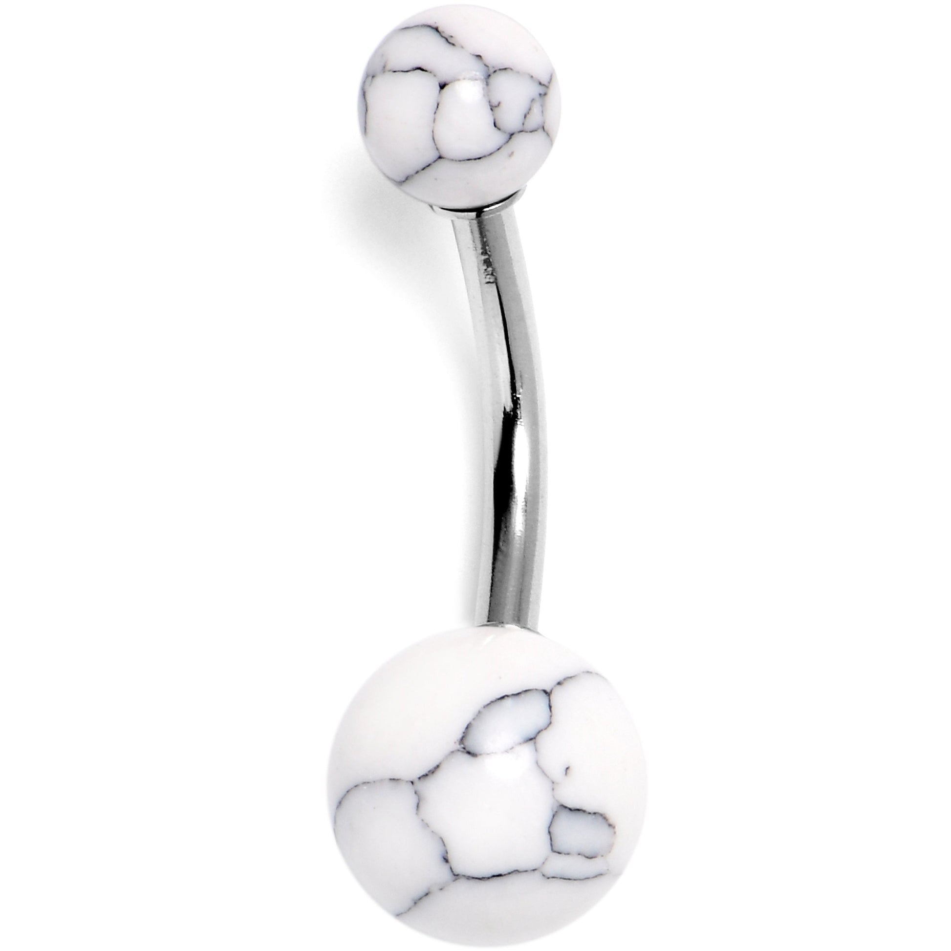 14G 3/8 White Howlite Natural Stone Belly Ring - - BELLY RING