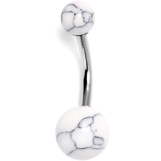 14G 3/8 White Howlite Natural Stone Belly Ring - - BELLY RING