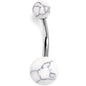 14G 3/8 White Howlite Natural Stone Belly Ring - - BELLY RING