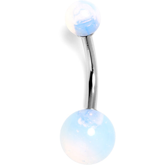 14G 3/8 Opallite Natural Stone Belly Ring - - BELLY RING