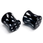 Black Acrylic Polka Dots White Double Flare Plug Set - 10mm (00 Gauge) - PLUG Double Flare