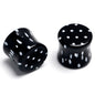 Black Acrylic Polka Dots White Double Flare Plug Set - 12mm (1 2") - PLUG Double Flare