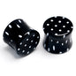 Black Acrylic Polka Dots White Double Flare Plug Set - 14mm (9 16") - PLUG Double Flare