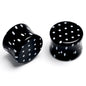 Black Acrylic Polka Dots White Double Flare Plug Set - 16mm (5 8") - PLUG Double Flare