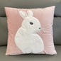Soft Rabbit Pillow Cover Sofa Cushion Velvet Embroidered Pillow Girl's Heart Pink Cartoon Pillow Cover Cute - 45x45cm(Pillowcase) Pink profile bunny -